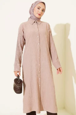 Alternatieve weergave van Long Shirt with Split Detail Beige