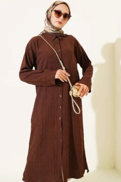 Alternatieve weergave van Long Shirt with Split Detail Brown