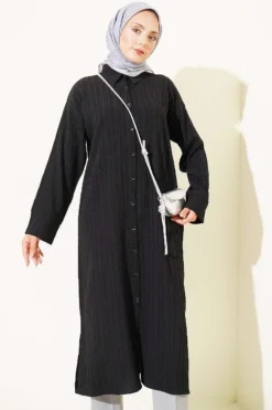 Alternatieve weergave van Long Shirt with Split Detail Black