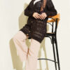 Wooden Buttoned Openwork Knit Cardigan Dark Brown - Image 2