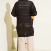 Wooden Buttoned Openwork Knit Cardigan Dark Brown - Image 3