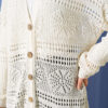 Wooden Buttoned Openwork Knit Cardigan Ecru - الصورة 4