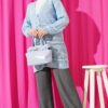 Wooden Buttoned Openwork Knit Cardigan Blue - Image 2