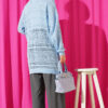 Wooden Buttoned Openwork Knit Cardigan Blue - Image 3