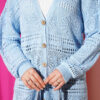 Wooden Buttoned Openwork Knit Cardigan Blue - Image 4