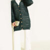 Wooden Buttoned Openwork Knit Cardigan Emerald – Bild 2