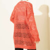 Wooden Button Openwork Knit Cardigan Coral - immagine 3