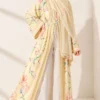 Floral Print Kimono with Shawl Detail Yellow