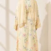 Floral Print Kimono with Shawl Detail Yellow – Bild 4