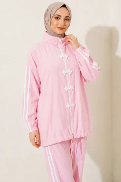 Vista alternativa de Appliqué Embellished Zippered Two-Piece Set Pink