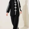 Appliqué Embellished Zippered Two-Piece Set Black – Bild 3