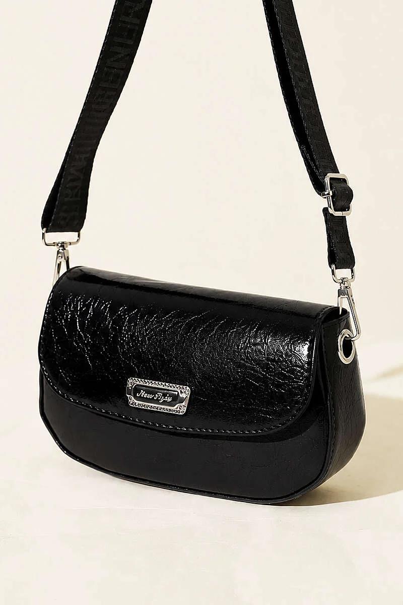 Crossbody Patent Bag Black