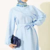 Cross Ruffle Detail Dress Baby Blue - Image 2