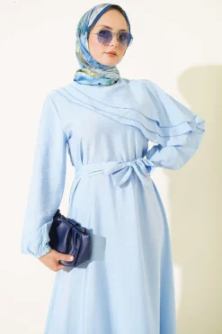 Alternative view of Cross Ruffle Detail Dress Baby Blue