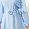 Cross Ruffle Detail Dress Baby Blue - Image 4