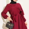 Cross Ruffle Detail Dress Burgundy - Image 2