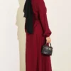 Cross Ruffle Detail Dress Burgundy - Image 3