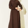 Cross Ruffle Detail Dress Brown