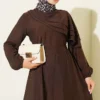 Cross Ruffle Detail Dress Brown - Image 2