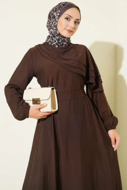 Alternative view of Cross Ruffle Detail Dress Brown
