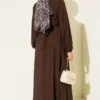 Cross Ruffle Detail Dress Brown - Image 3