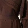 Cross Ruffle Detail Dress Brown - Image 4