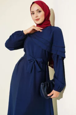 Alternative view of Cross Ruffle Detail Dress Navy Blue
