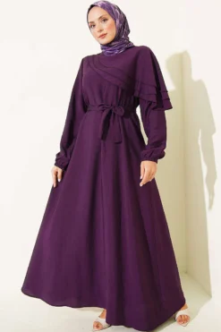 Alternative view of Cross Ruffle Detail Dress Purple