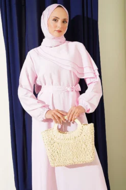 Alternative view of Cross Ruffle Detail Dress Pink
