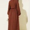 Cross Chest Panel Dress Brown - Image 3