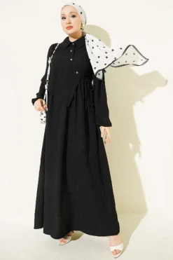 Cross Chest Panel Dress Black