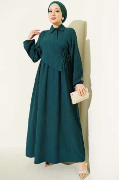 Cross Chest Panel Dress Emerald