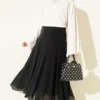 Back Waistband Elastic Flared Skirt Black - immagine 2