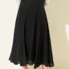 Back Waistband Elastic Flared Skirt Black - immagine 3