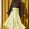 Back Waist Elastic Flared Skirt with Hem Edge Greenery - Afbeelding 2
