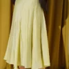 Back Waist Elastic Flared Skirt with Hem Edge Greenery - Afbeelding 3