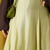 Back Waist Elastic Flared Skirt with Hem Edge Greenery - Afbeelding 4