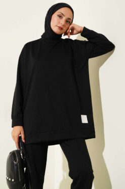 Alternative view of Emblem Detailed Basic Two-Piece Set Black