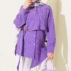 Asymmetrical Shirt with Gold Buckle Detail Lilac
