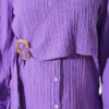 Asymmetrical Shirt with Gold Buckle Detail Lilac - Image 4