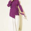 Asymmetrical Shirt with Gold Buckle Detail Purple - Image 2