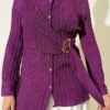 Asymmetrical Shirt with Gold Buckle Detail Purple - Image 4
