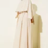 ⁦Asymmetrical Shoulder Panel Dress Beige⁩ - الصورة ⁦3⁩