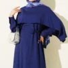 Asymmetrical Shoulder Panel Dress Navy Blue – Bild 2