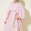 Asymmetrical Shoulder Panel Dress Pink - Afbeelding 2