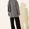 Button-Up Pocketed Knitted Cardigan with Scarf Smoke - Imagen 3