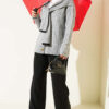 Knit Cardigan with Scarf and Braided Details Grey - Imagen 2