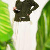 Knit Cardigan with Scarf and Braided Details Khaki - Image 2