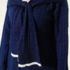 ⁦Knit Cardigan with Scarf and Braided Details Navy Blue⁩ - الصورة ⁦4⁩