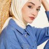 Aya Series Thin Cotton Scarf Cream - الصورة 2